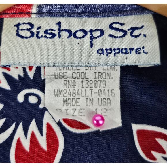 BISHOP ST. APPAREL VINTAGE WOMEN'S HAWAIIAN BUTTON -DOWN SHIRT SIZE 12 - Picture 5 of 6